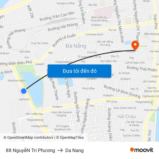 88 NguyễN Tri Phương to Da Nang map