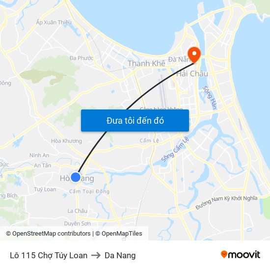 Lô 115 Chợ Túy Loan to Da Nang map