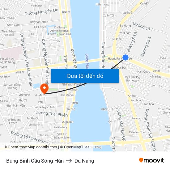 Bùng Binh Cầu Sông Hàn to Da Nang map