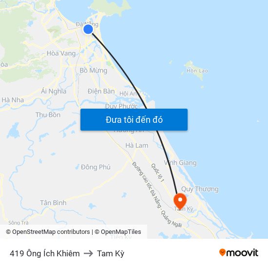 419 Ông Ích Khiêm to Tam Kỳ map