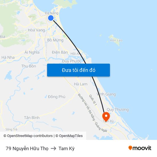 79 Nguyễn Hữu Thọ to Tam Kỳ map