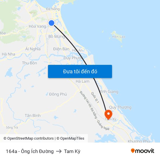 164a - Ông Ích Đường to Tam Kỳ map