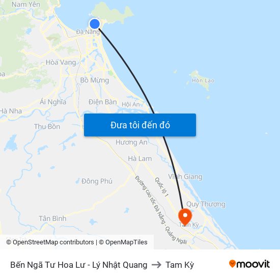 Bến Ngã Tư Hoa Lư - Lý Nhật Quang to Tam Kỳ map