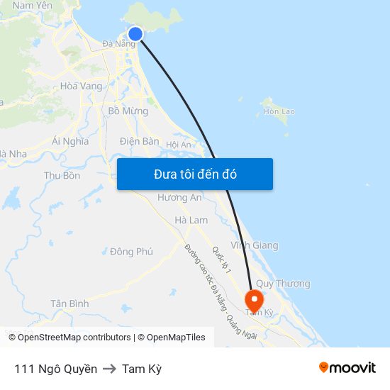 111 Ngô Quyền to Tam Kỳ map