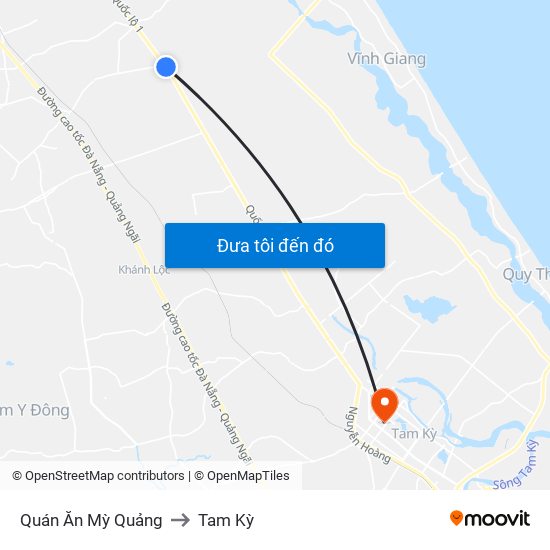 Quán Ăn Mỳ Quảng to Tam Kỳ map