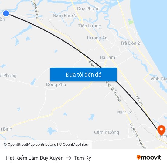 Hạt Kiểm Lâm Duy Xuyên to Tam Kỳ map