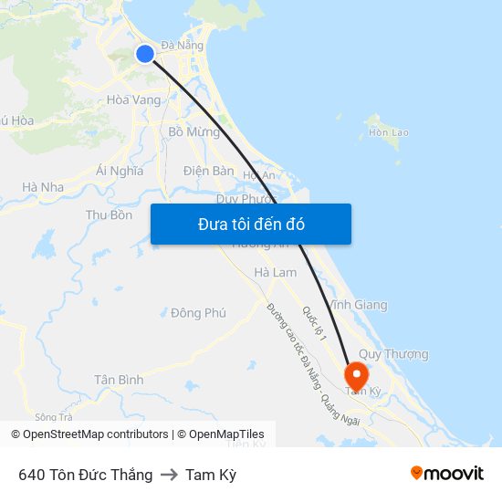 640 Tôn Đức Thắng to Tam Kỳ map