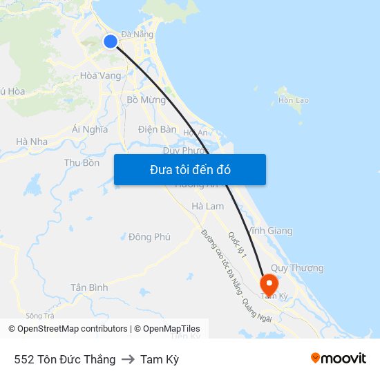 552 Tôn Đức Thắng to Tam Kỳ map