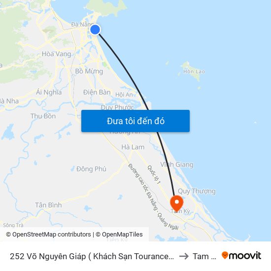 252 Võ Nguyên Giáp ( Khách Sạn Tourance Hotel) to Tam Kỳ map