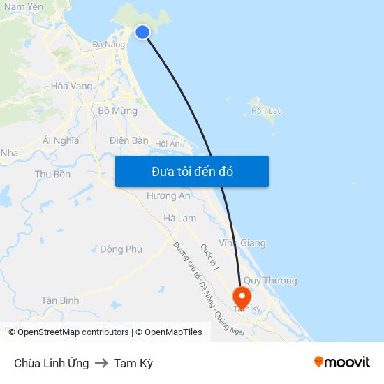 Chùa Linh Ứng to Tam Kỳ map