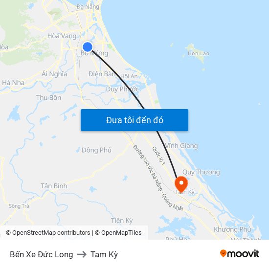 Bến Xe Đức Long to Tam Kỳ map