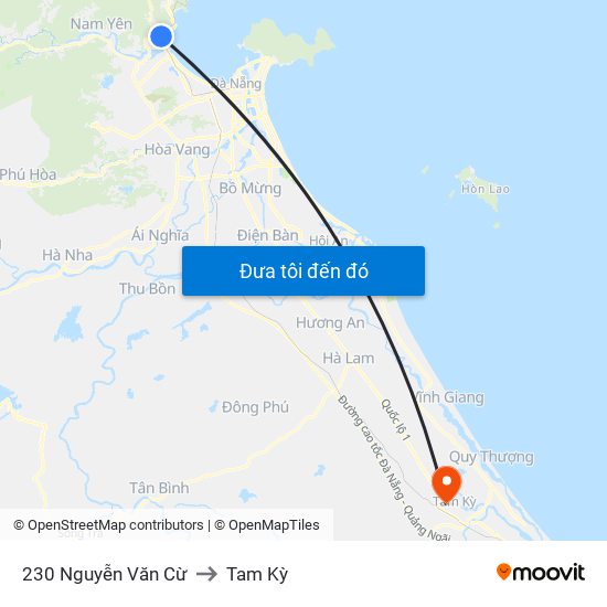 230 Nguyễn Văn Cừ to Tam Kỳ map