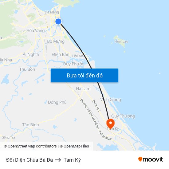 Đối Diện Chùa Bà Đa to Tam Kỳ map