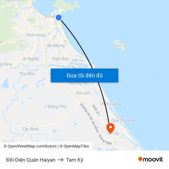 Đối Diện Quán Haiyan to Tam Kỳ map