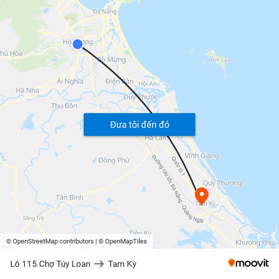 Lô 115 Chợ Túy Loan to Tam Kỳ map