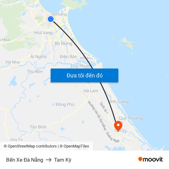 Bến Xe Đà Nẵng to Tam Kỳ map