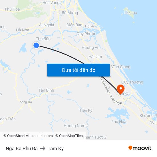 Ngã Ba Phú Đa to Tam Kỳ map