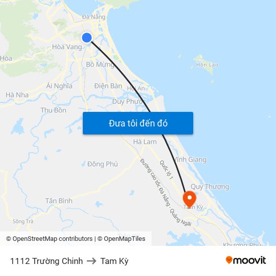 1112 Trường Chinh to Tam Kỳ map