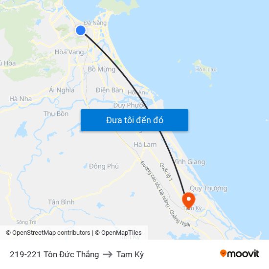 219-221 Tôn Đức Thắng to Tam Kỳ map