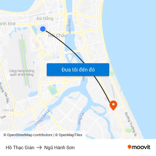 Hồ Thạc Gián to Ngũ Hành Sơn map