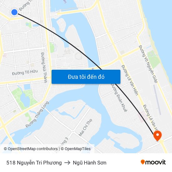 518 Nguyễn Tri Phương to Ngũ Hành Sơn map
