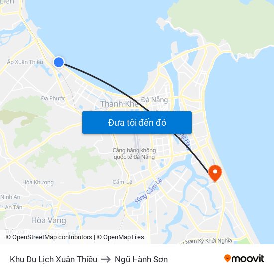 Khu Du Lịch Xuân Thiều to Ngũ Hành Sơn map