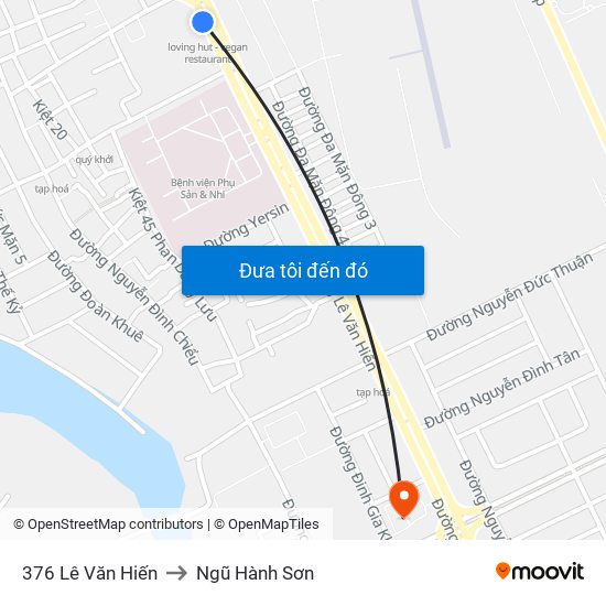 376 Lê Văn Hiến to Ngũ Hành Sơn map
