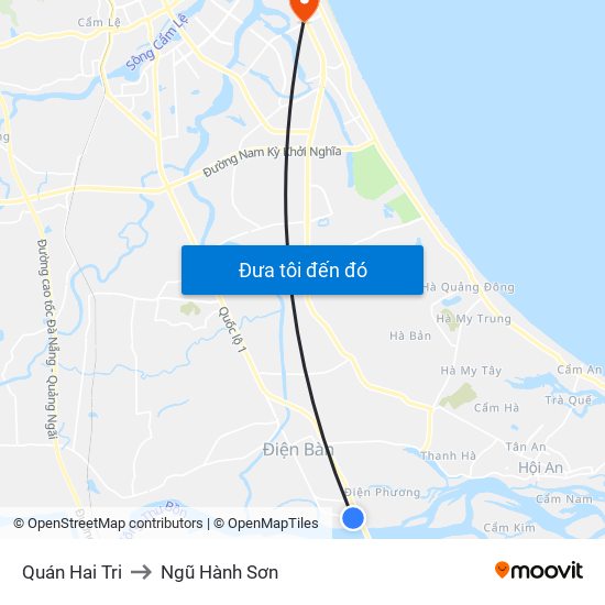 Quán Hai Tri to Ngũ Hành Sơn map