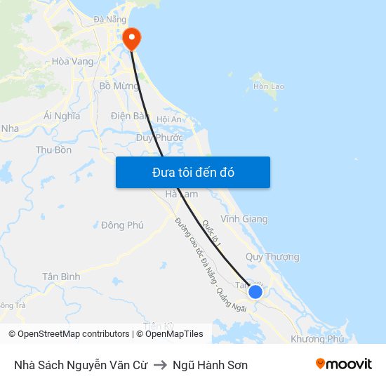 Nhà Sách Nguyễn Văn Cừ to Ngũ Hành Sơn map
