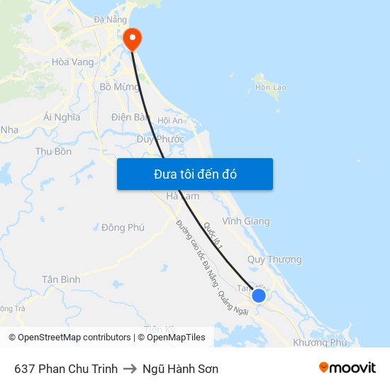 637 Phan Chu Trinh to Ngũ Hành Sơn map