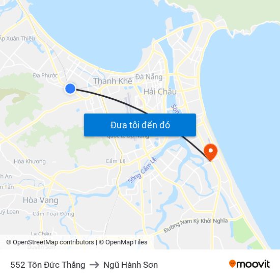 552 Tôn Đức Thắng to Ngũ Hành Sơn map