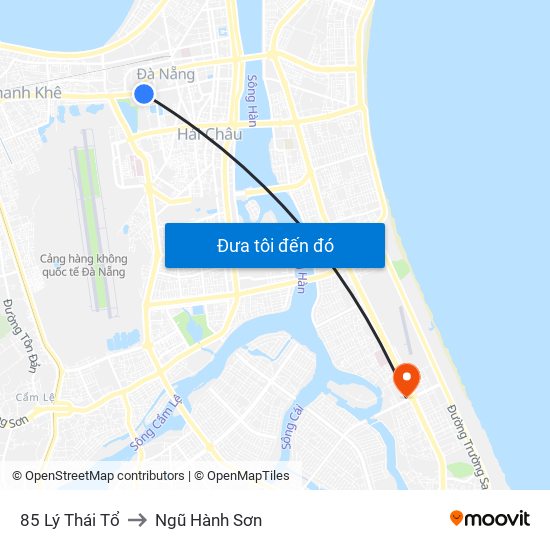 85 Lý Thái Tổ to Ngũ Hành Sơn map