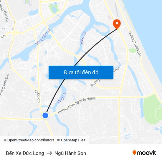 Bến Xe Đức Long to Ngũ Hành Sơn map