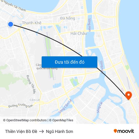 Thiền Viện Bồ Đề to Ngũ Hành Sơn map