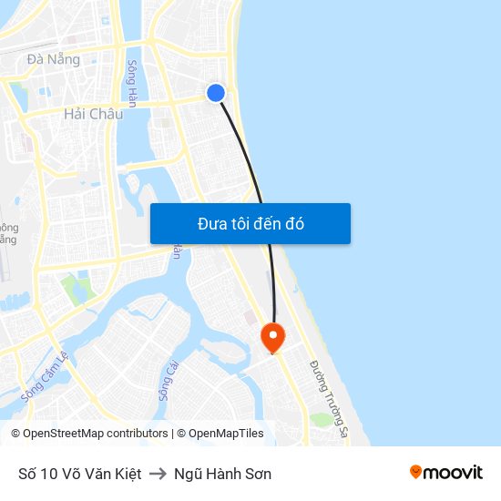 Số 10 Võ Văn Kiệt to Ngũ Hành Sơn map