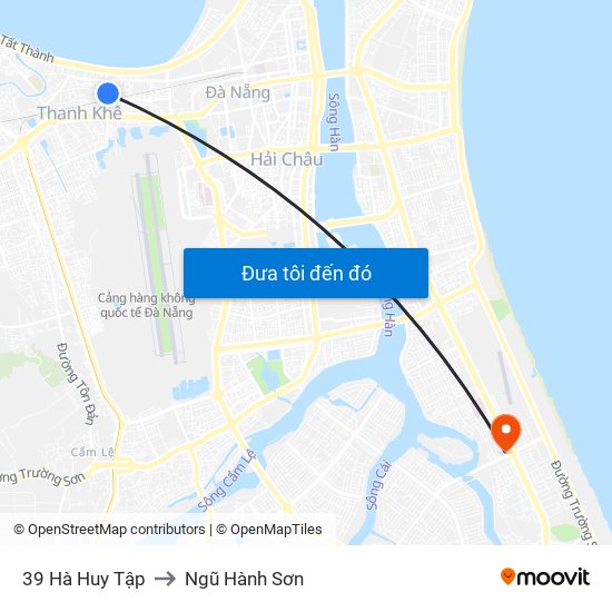 39 Hà Huy Tập to Ngũ Hành Sơn map