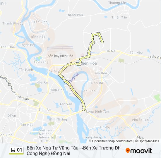 Bản đồ Tuyến 01 xe buýt