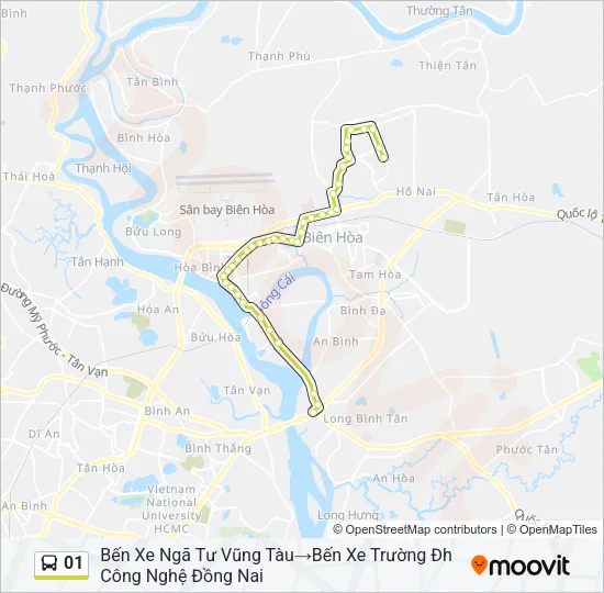 Bản đồ Tuyến 01 xe buýt