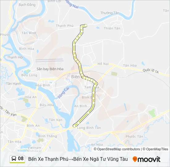 Bản đồ Tuyến 08 xe buýt
