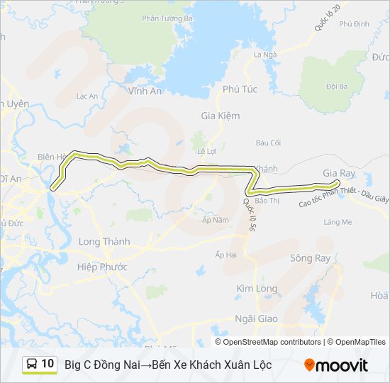 Khám phá Tuyến 10 từ Big C Đồng Nai đến Bến Xe với bản đồ tuyến mới nhất vào năm