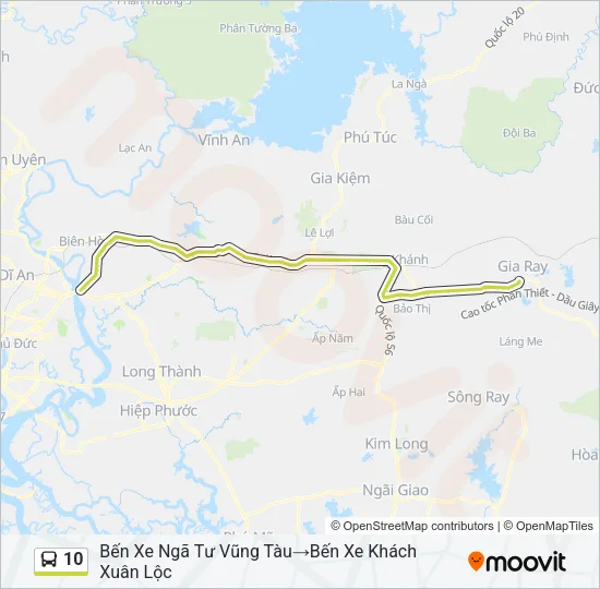 Bản đồ Tuyến 10 xe buýt