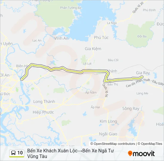 Bản đồ Tuyến 10 xe buýt
