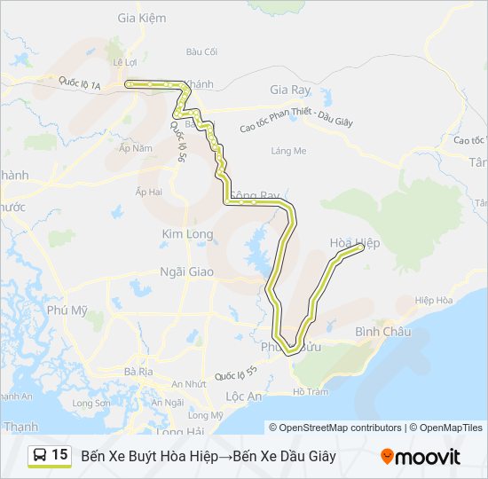 Bản đồ Tuyến 15 xe buýt