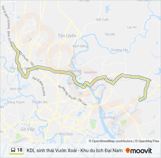 Bản đồ Tuyến 18 xe buýt