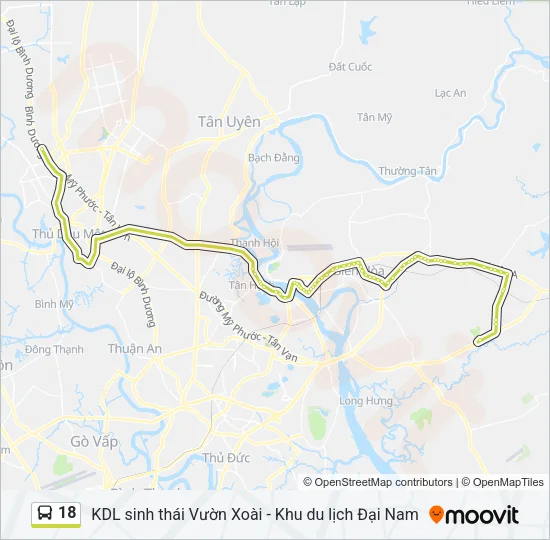 Bản đồ Tuyến 18 xe buýt