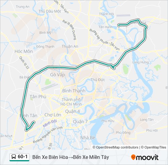 Bản đồ Tuyến 60-1 xe buýt