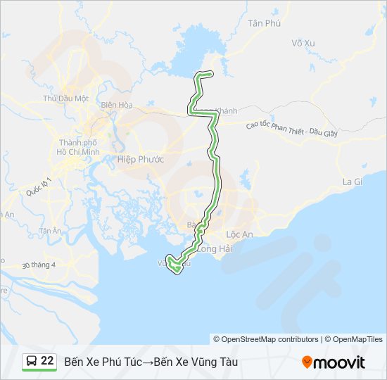 Bản đồ Tuyến 22 xe buýt