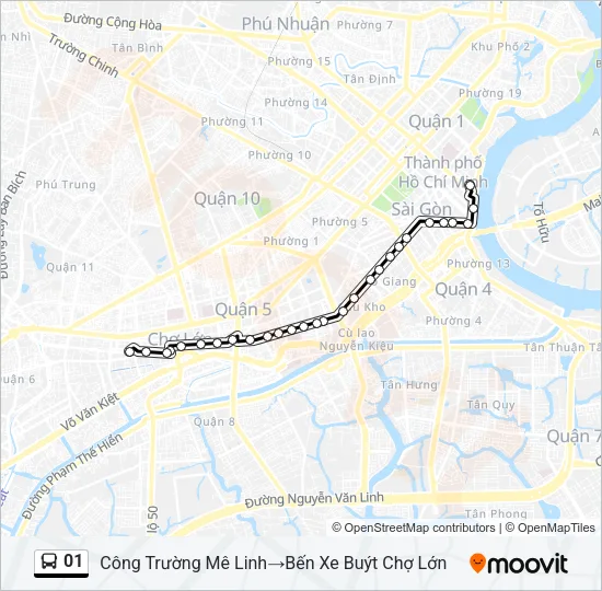Bản đồ Tuyến 01 xe buýt