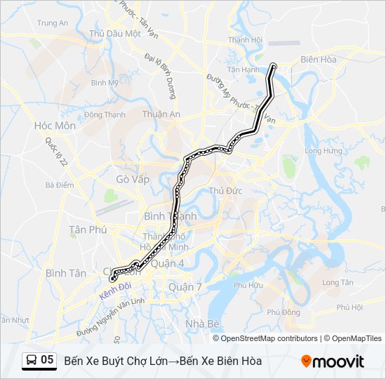 Bản đồ Tuyến 05 xe buýt