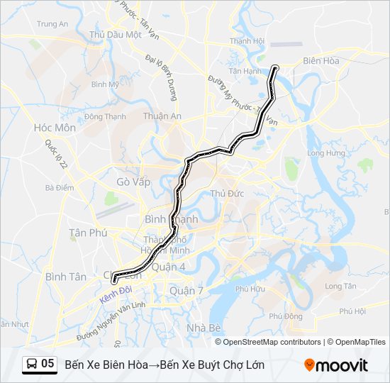 Bản đồ Tuyến 05 xe buýt